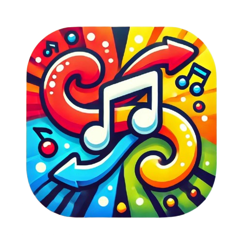 MusicShuffler logo, a cartoon-style music-shuffling icon